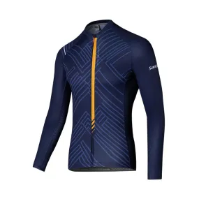 Santic Light Stripe Navy Men’s Cycling Jersey Long Sleeve