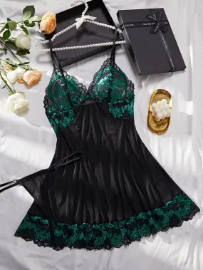 Seductive Elegance Plus Size Colorblock Lace Mesh Lingerie Set for Women's Valentine's Day