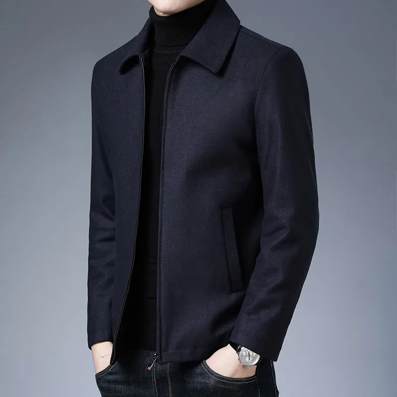 Solid Polyester Dark Color Men's Jacket