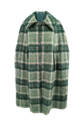 Strathtay Vintage Green Mohair & Wool Tartan Cloak, 1960s