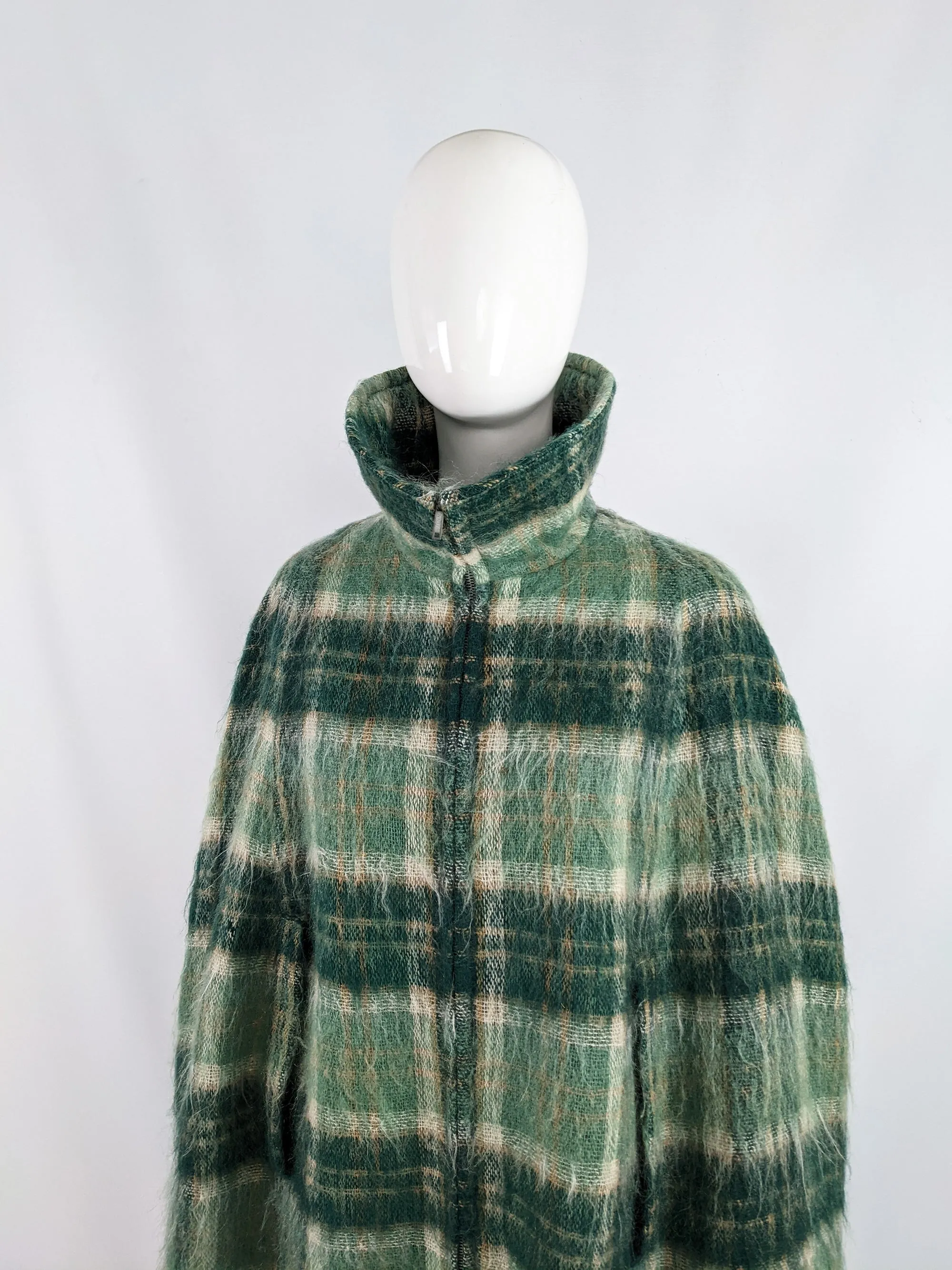 Strathtay Vintage Green Mohair & Wool Tartan Cloak, 1960s