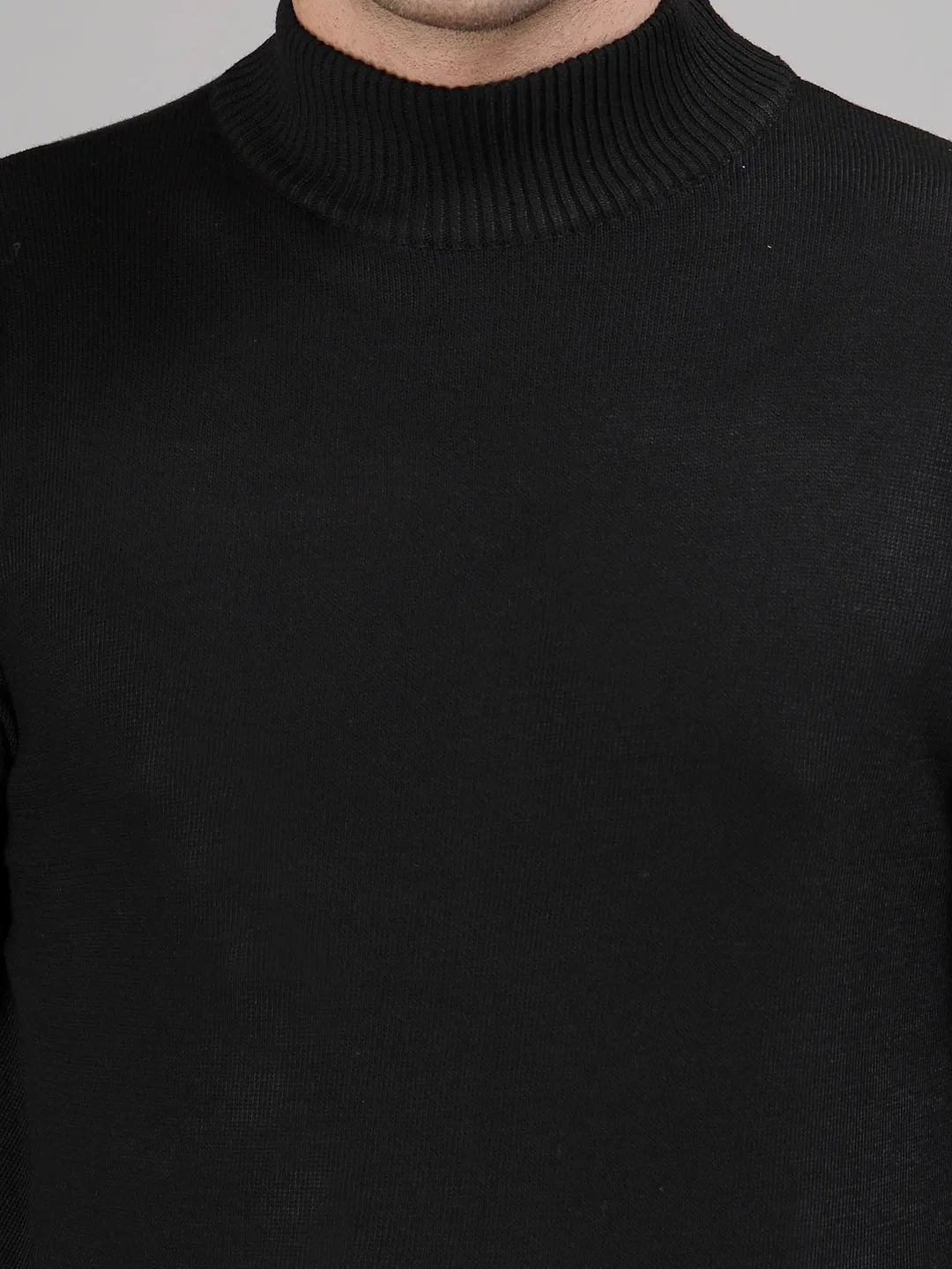 Style Quotient Men Solid Black Knitted Regular Sweater