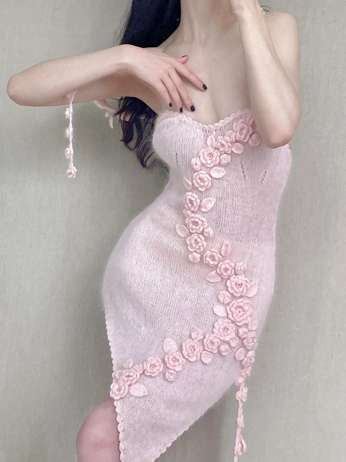 [Tailor Made] Romantic Floral Dream Hand Knitted Dress