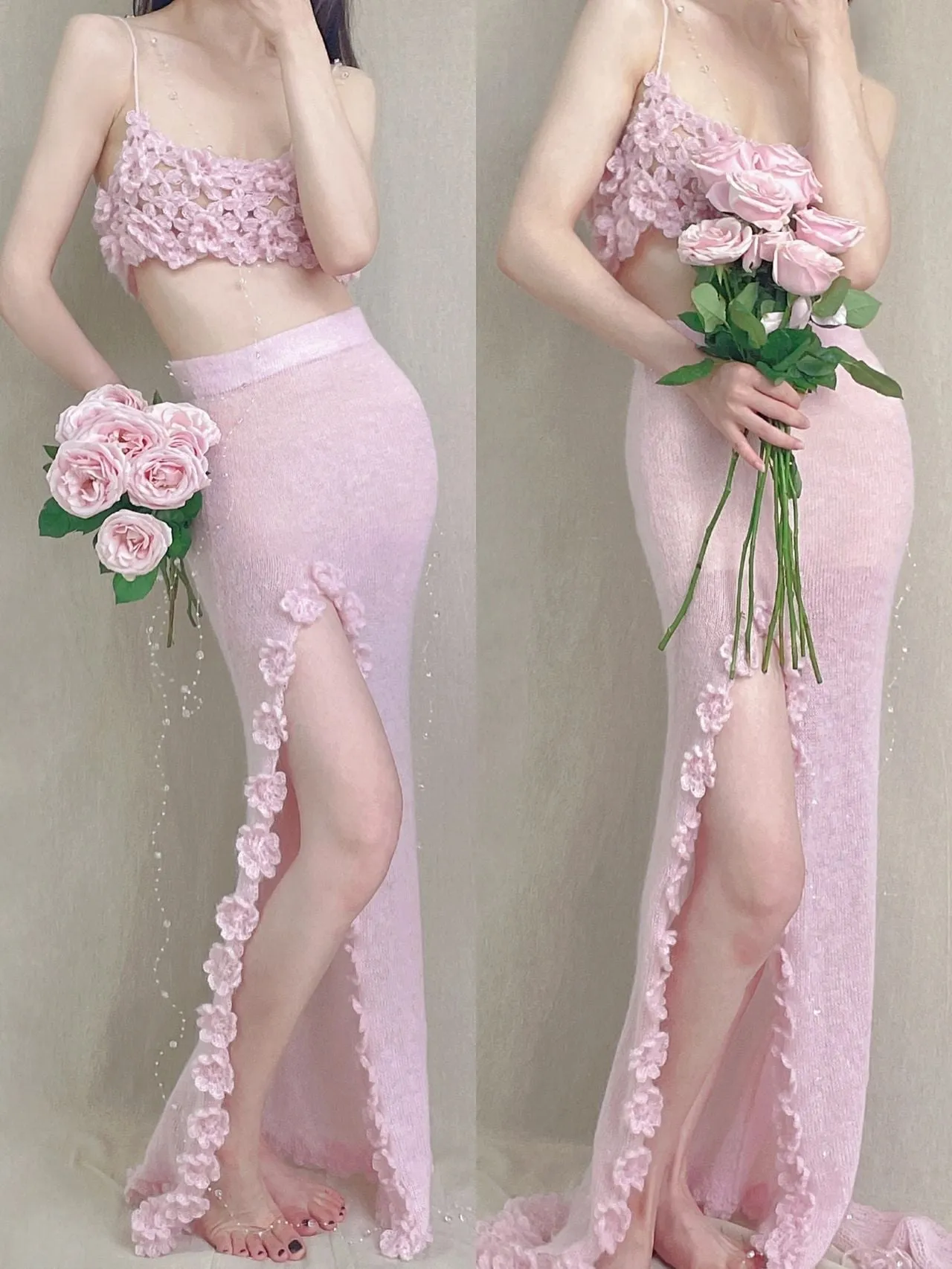 [Tailor Made] Rose Heaven Hand Knitted Dress Set