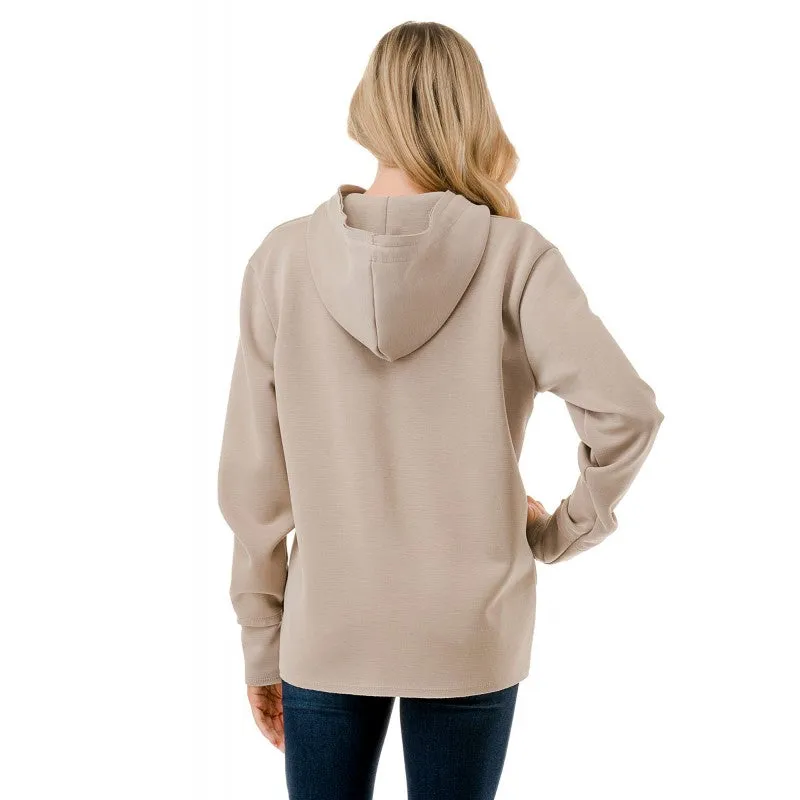 Taupe Sequin Detail Hoodie