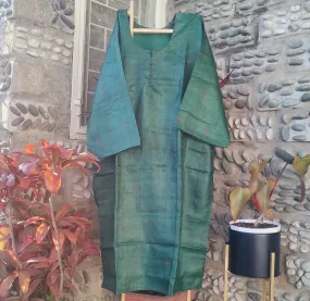 TEAL GREEN PURE TUSSAR SILK KURTA