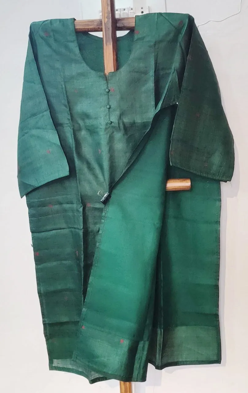 TEAL GREEN PURE TUSSAR SILK KURTA