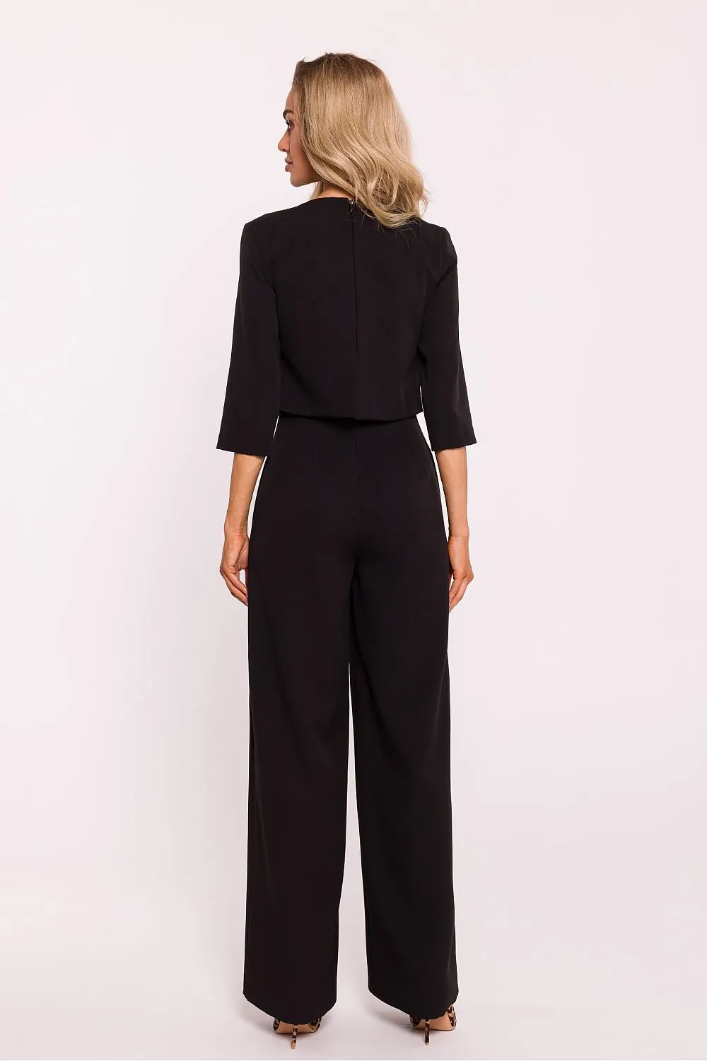 TEEK - Cropped Suit Top Flared Leg Jumpsuit