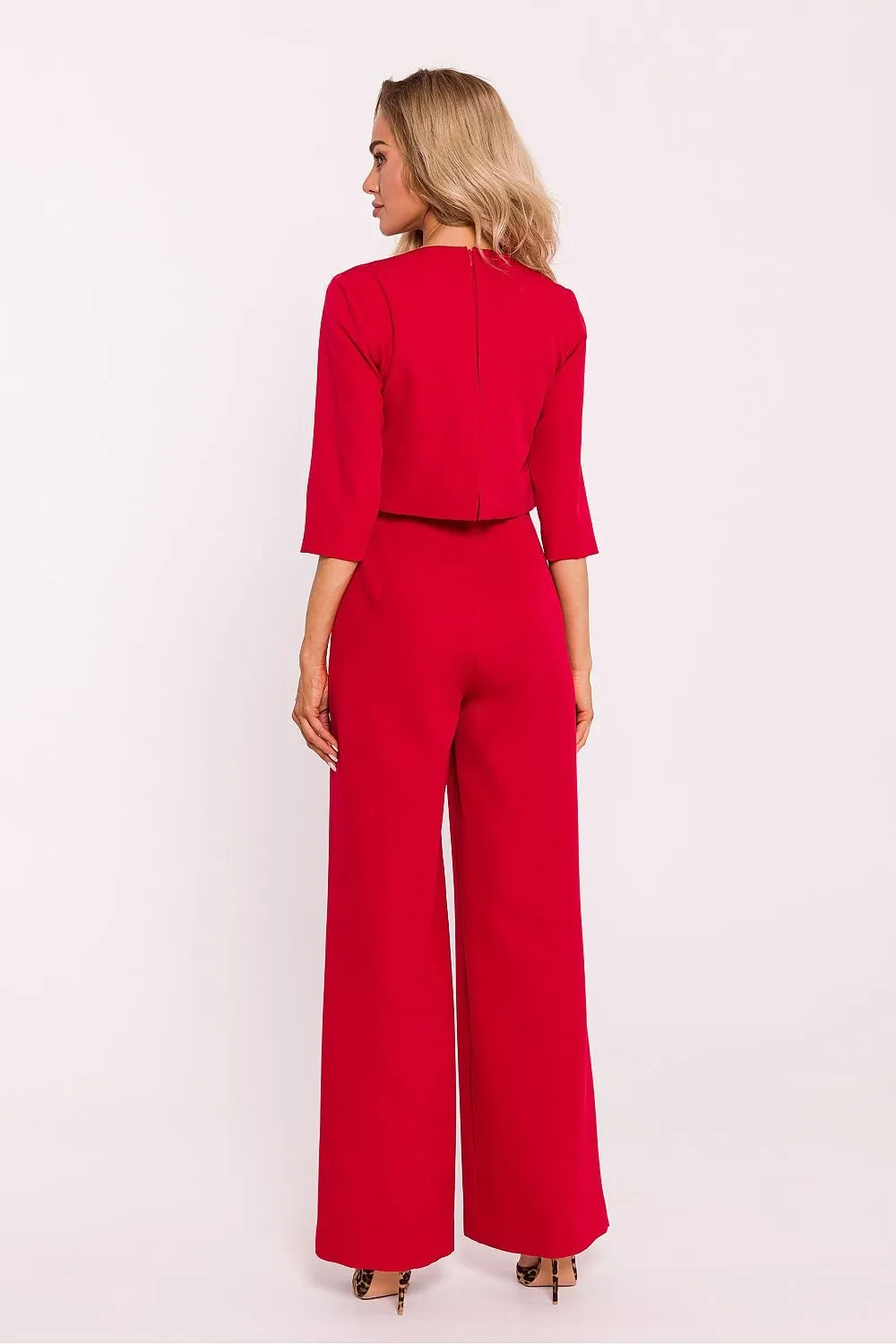 TEEK - Cropped Suit Top Flared Leg Jumpsuit