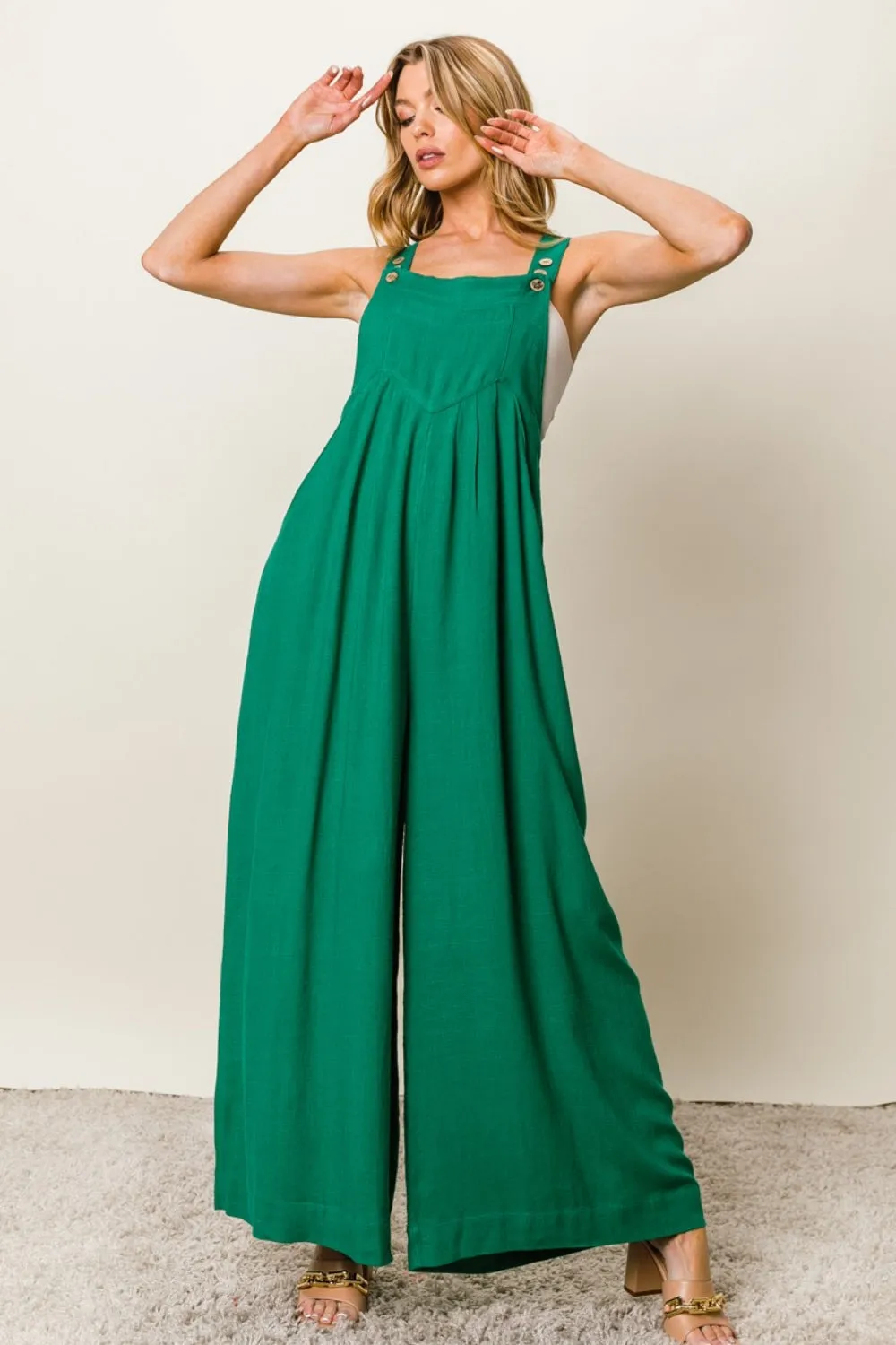 Texture Sleeveless Wide Leg Jumpsuit