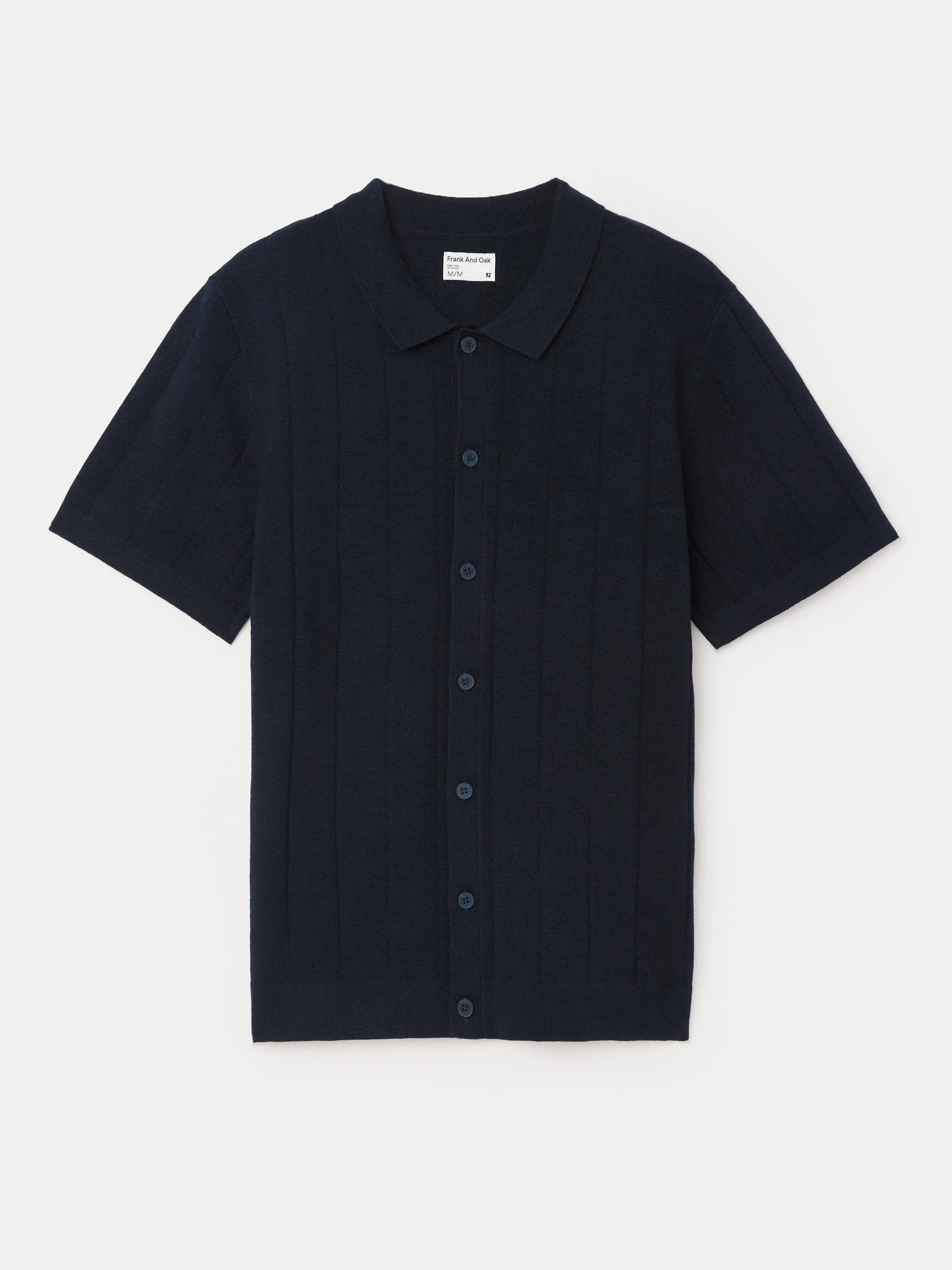 The Knit Button Up Polo in Deep Blue