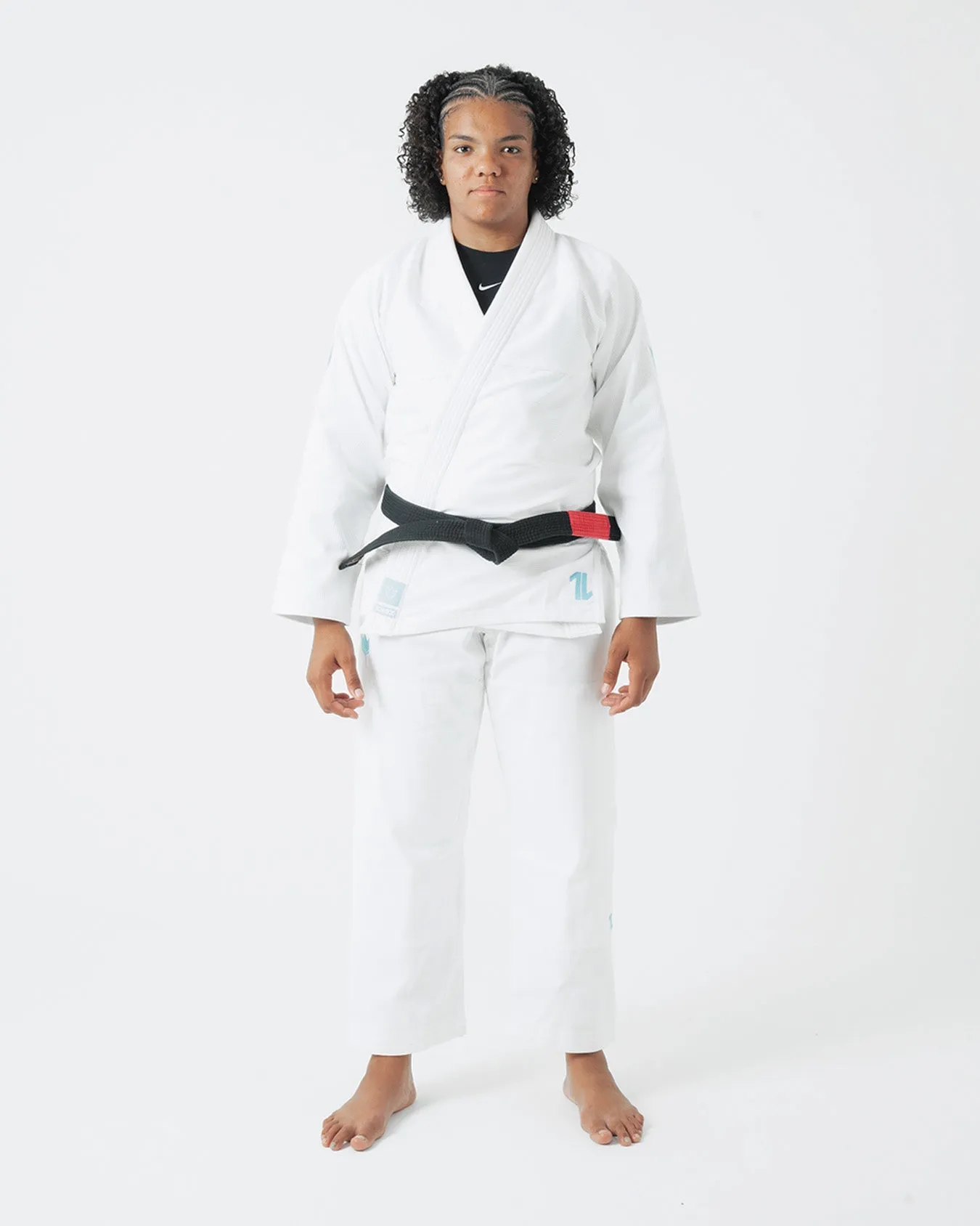 The ONE Womens Jiu Jitsu Gi - White/Sky Blue - FREE White Belt