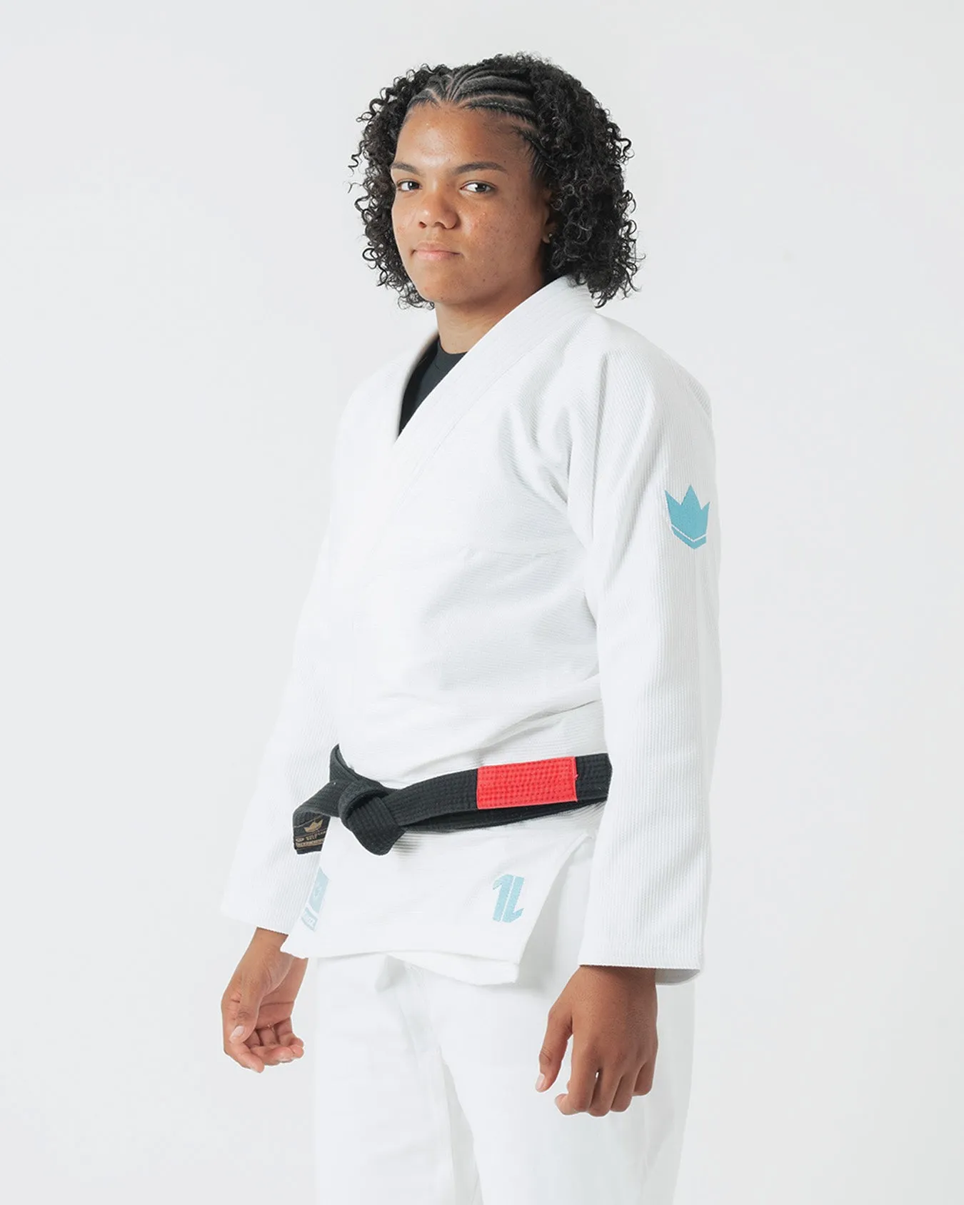 The ONE Womens Jiu Jitsu Gi - White/Sky Blue - FREE White Belt