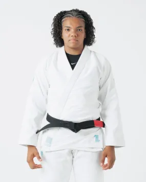 The ONE Womens Jiu Jitsu Gi - White/Sky Blue - FREE White Belt