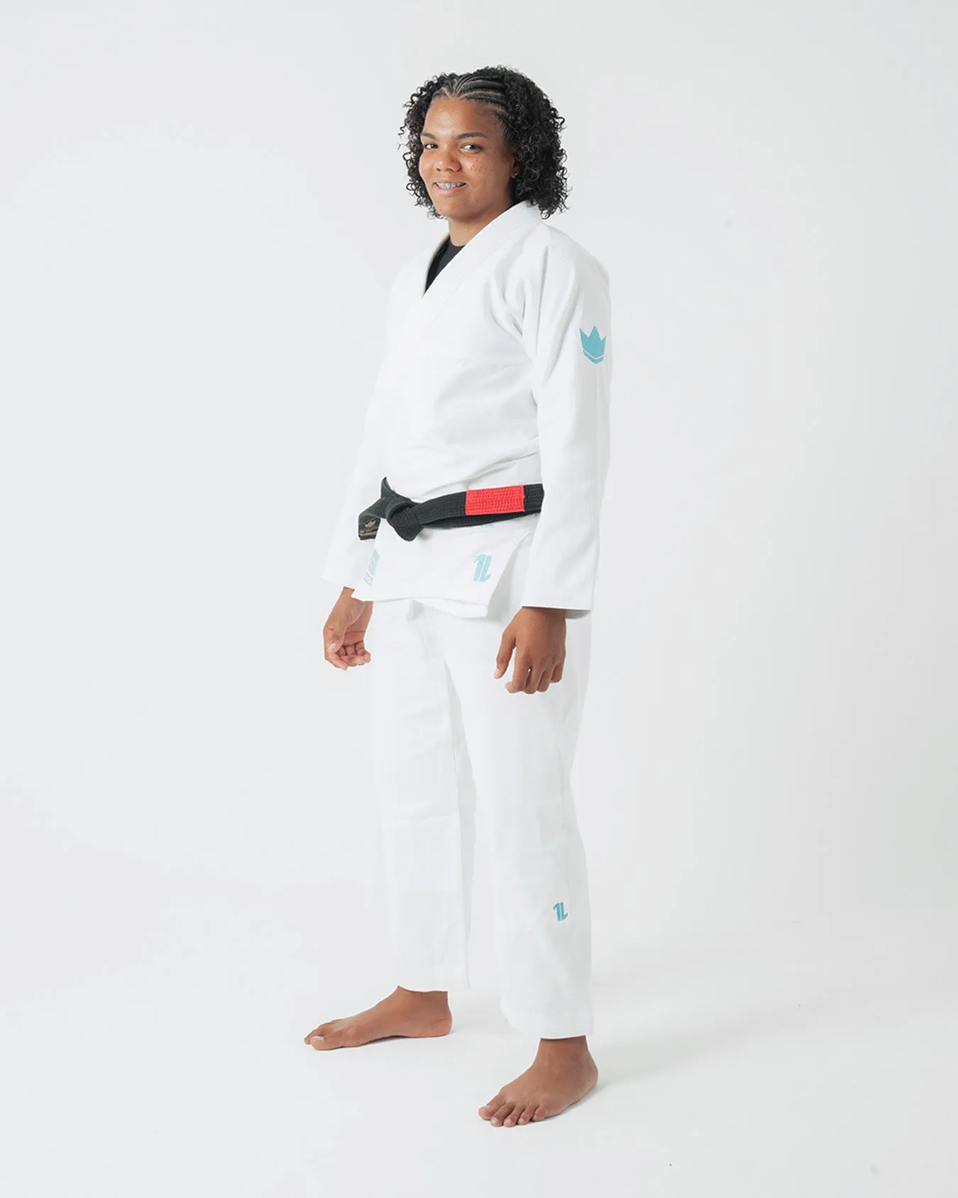 The ONE Womens Jiu Jitsu Gi - White/Sky Blue - FREE White Belt