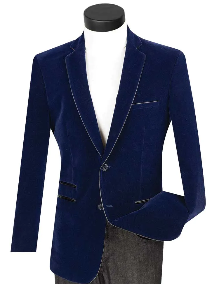 Vinci Slim Fit Velvet Sport Coat (Navy) BS-02