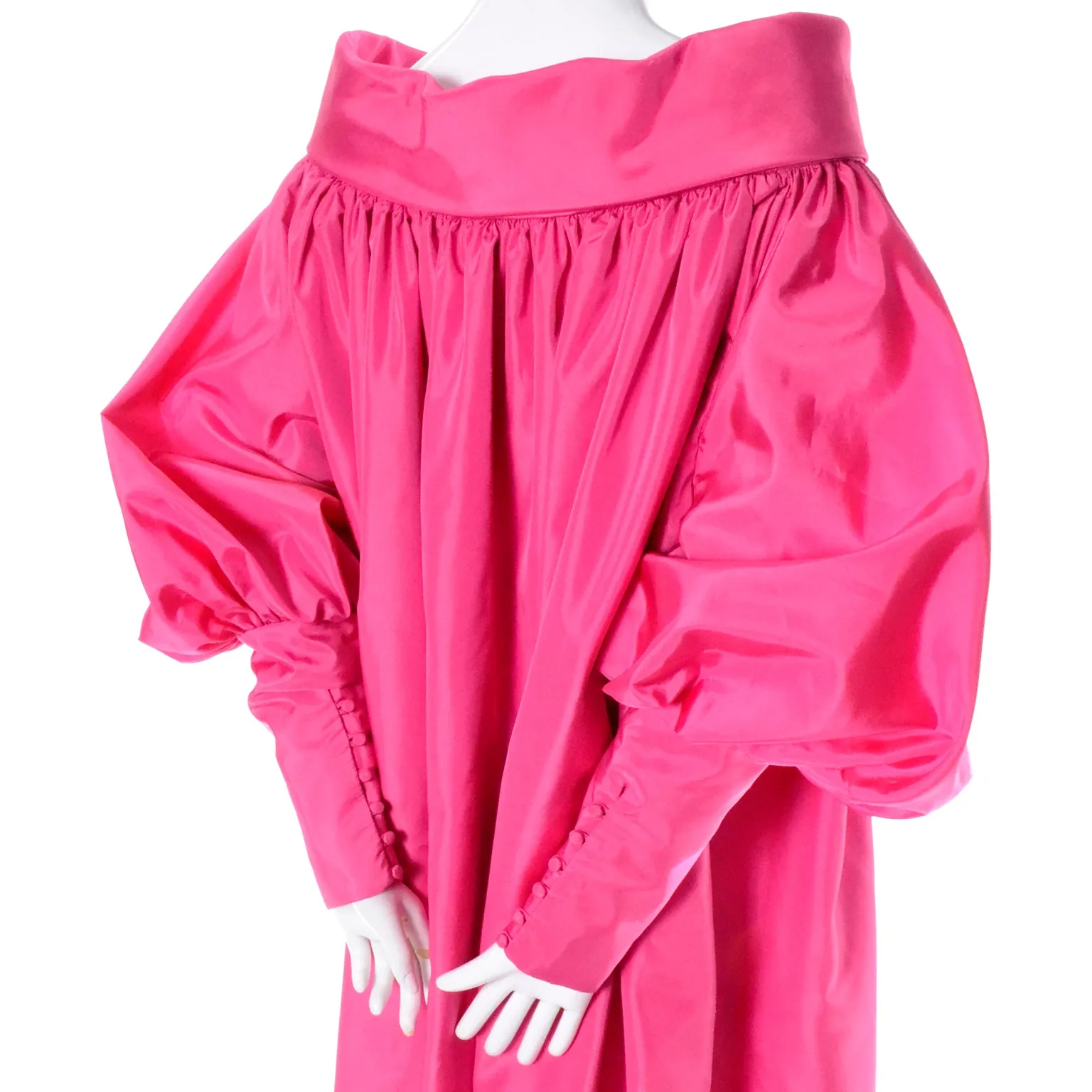 Vintage Pink Satin Mutton Sleeve Evening Coat