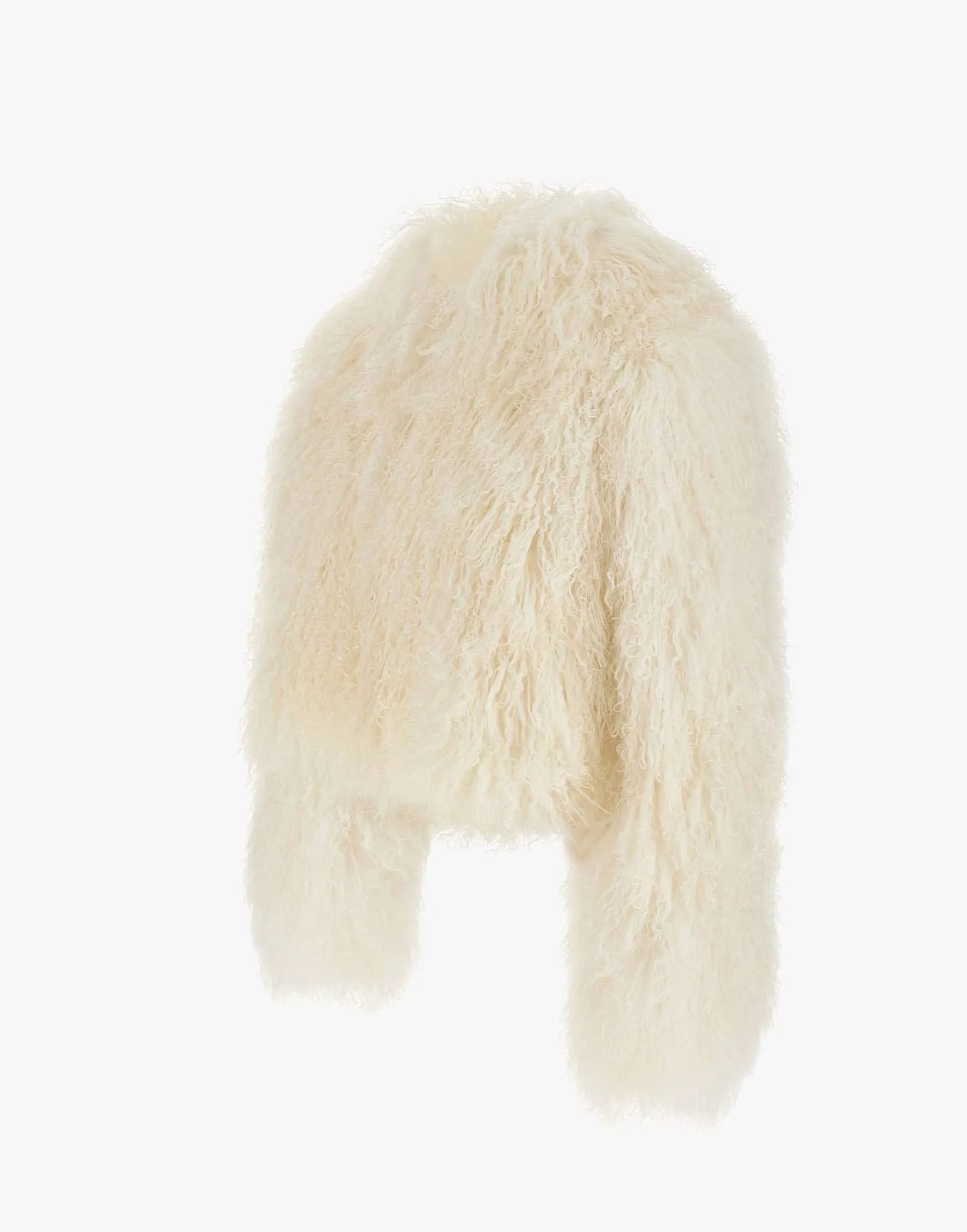 White Cropped Lamb Fur Coat