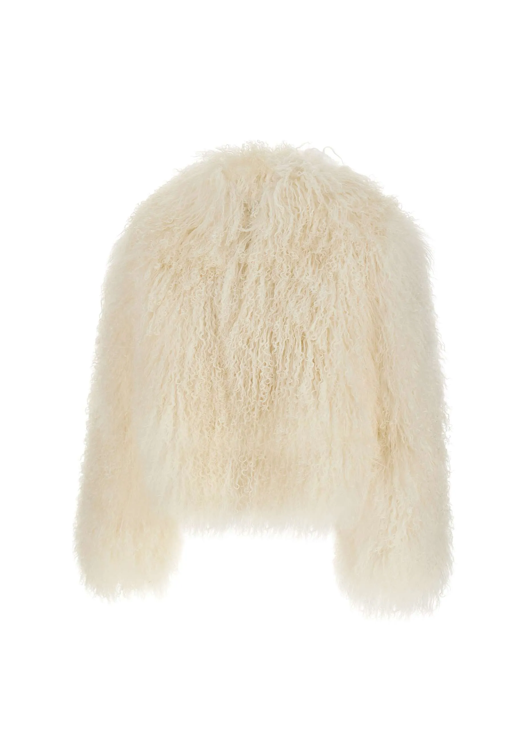 White Cropped Lamb Fur Coat