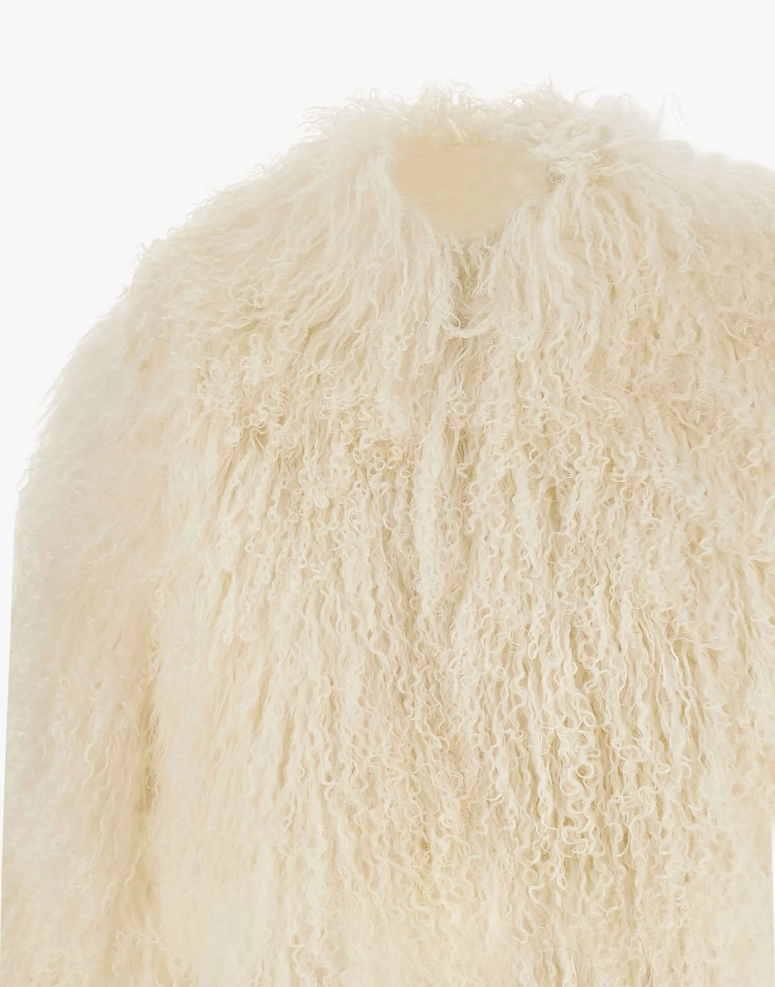 White Cropped Lamb Fur Coat