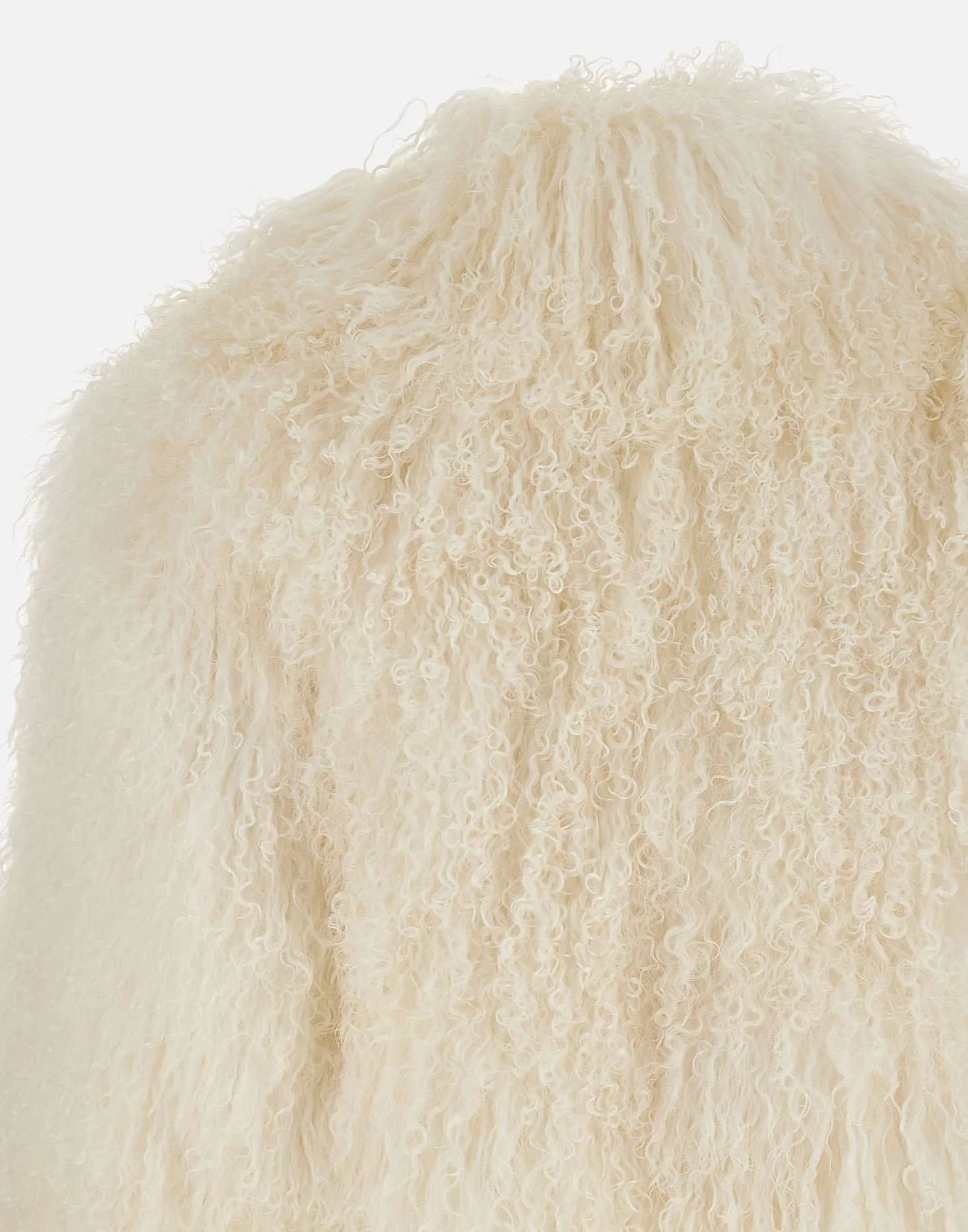 White Cropped Lamb Fur Coat