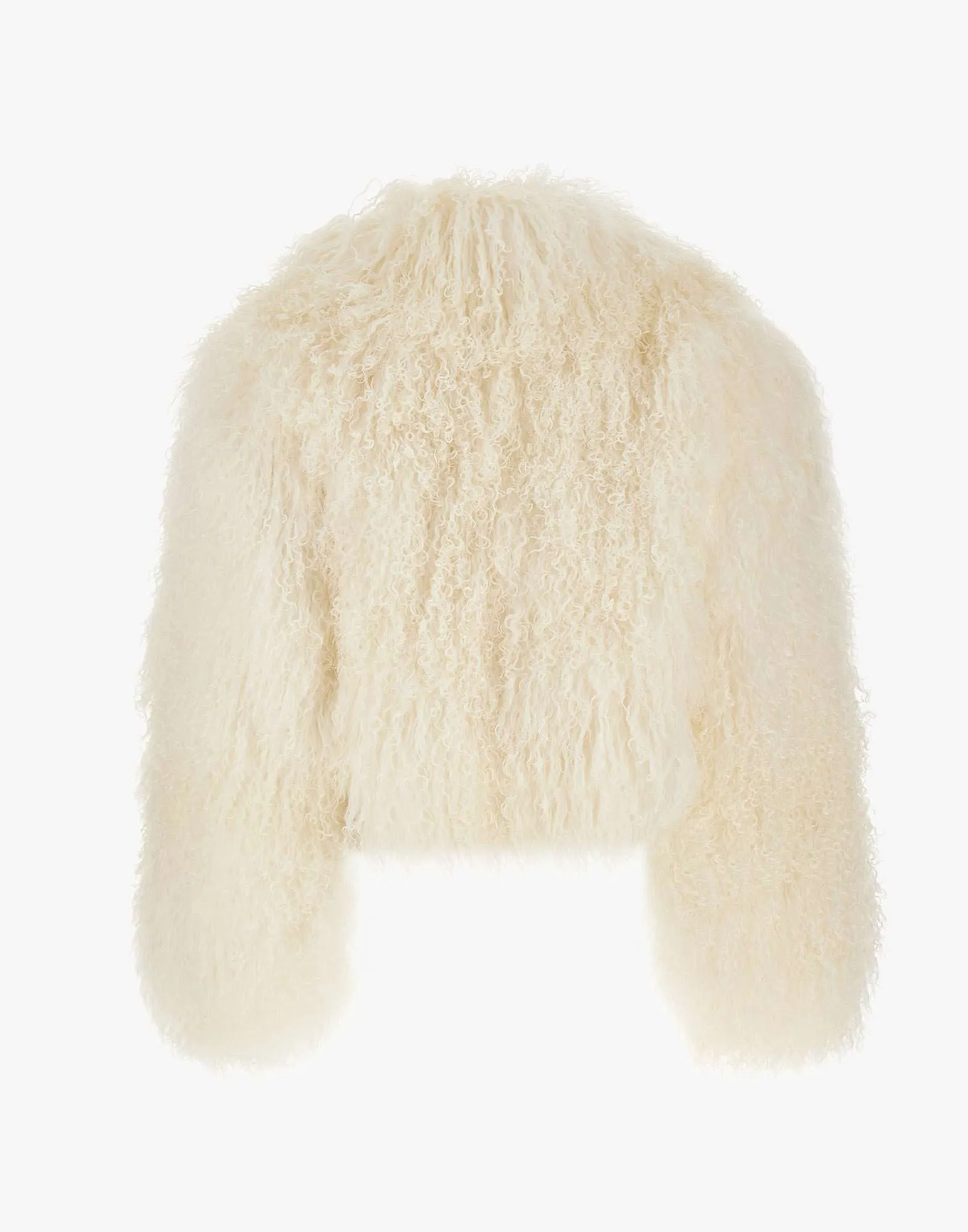 White Cropped Lamb Fur Coat