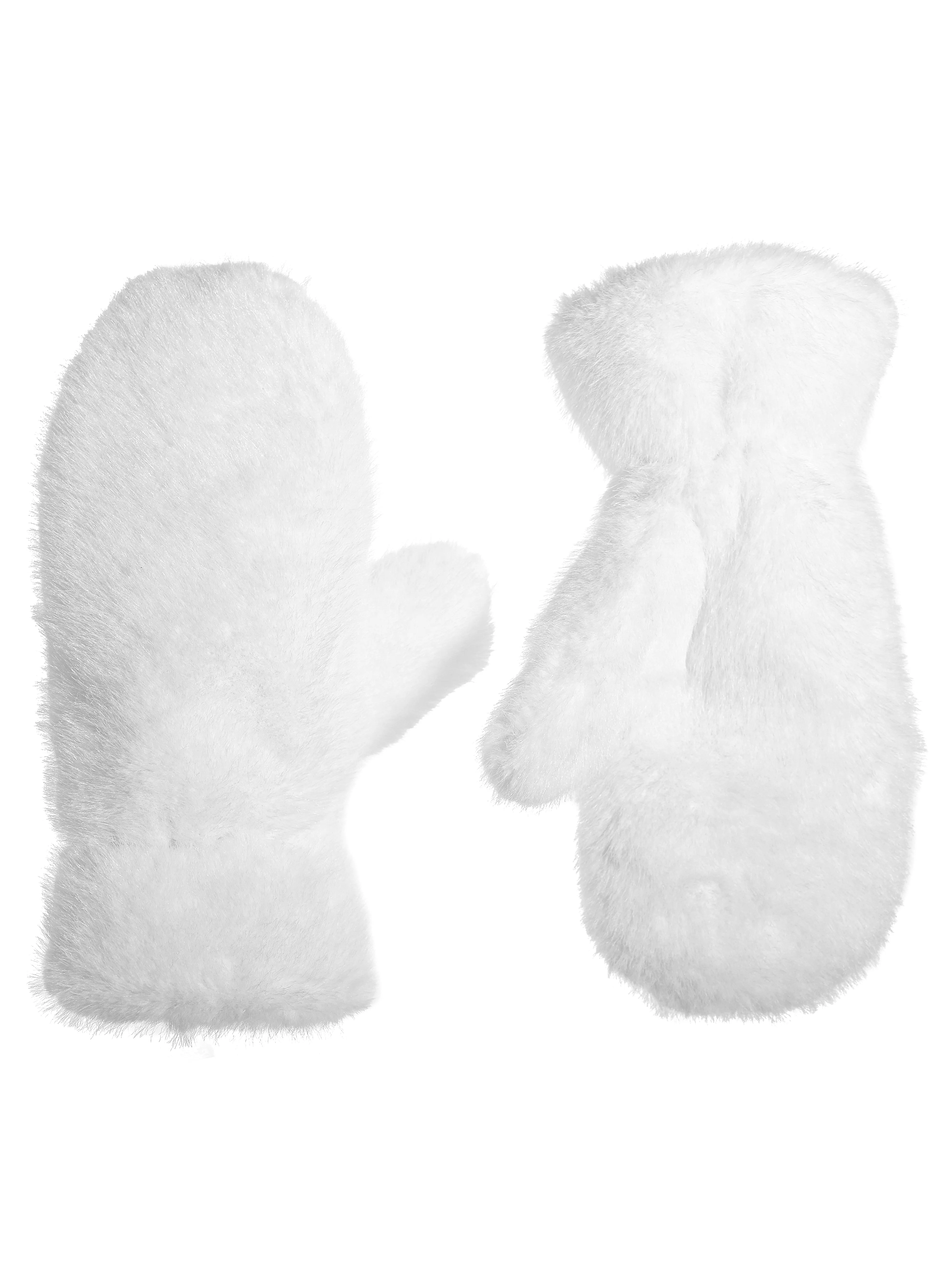 White Faux Fur Mittens