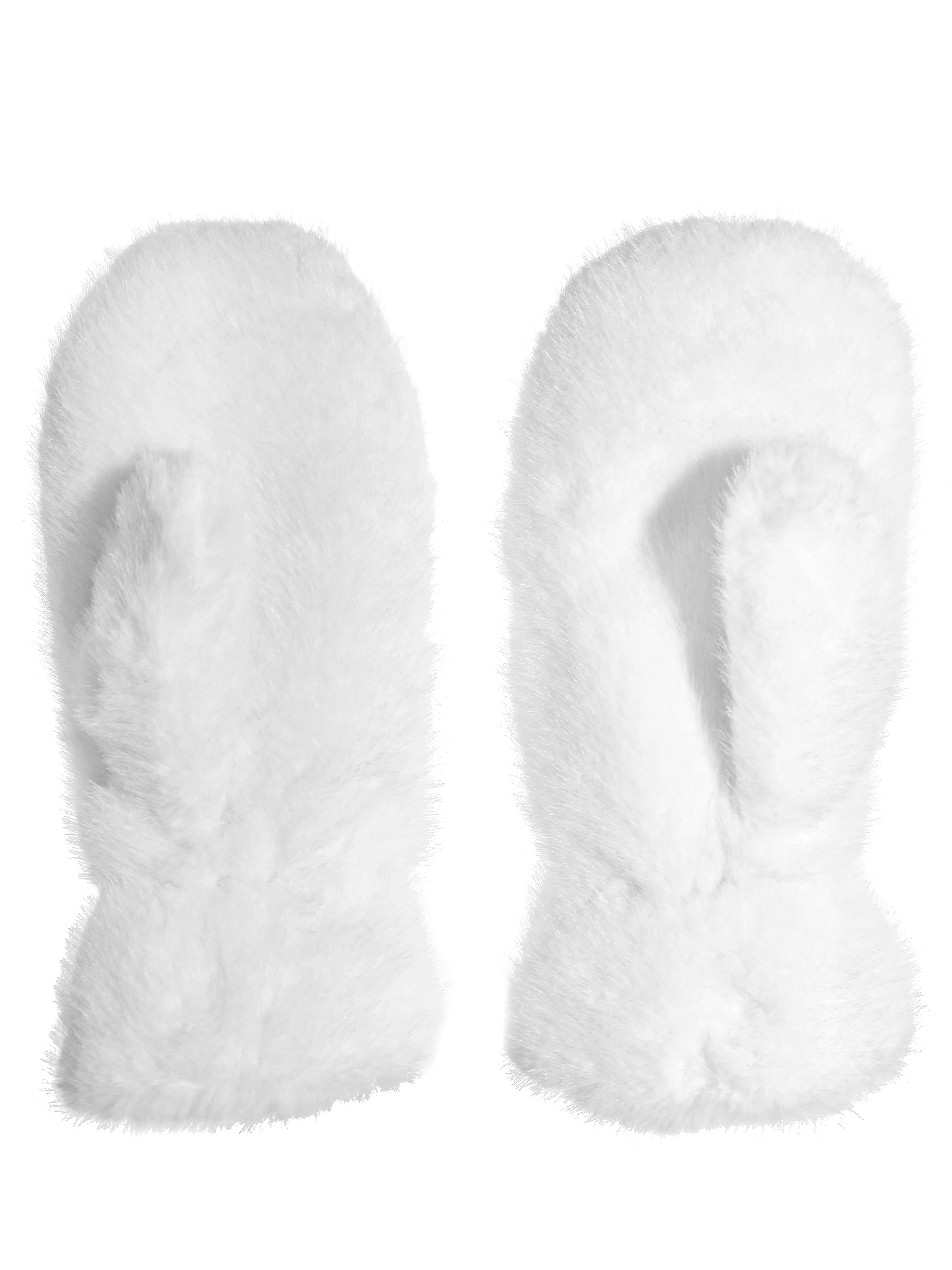 White Faux Fur Mittens