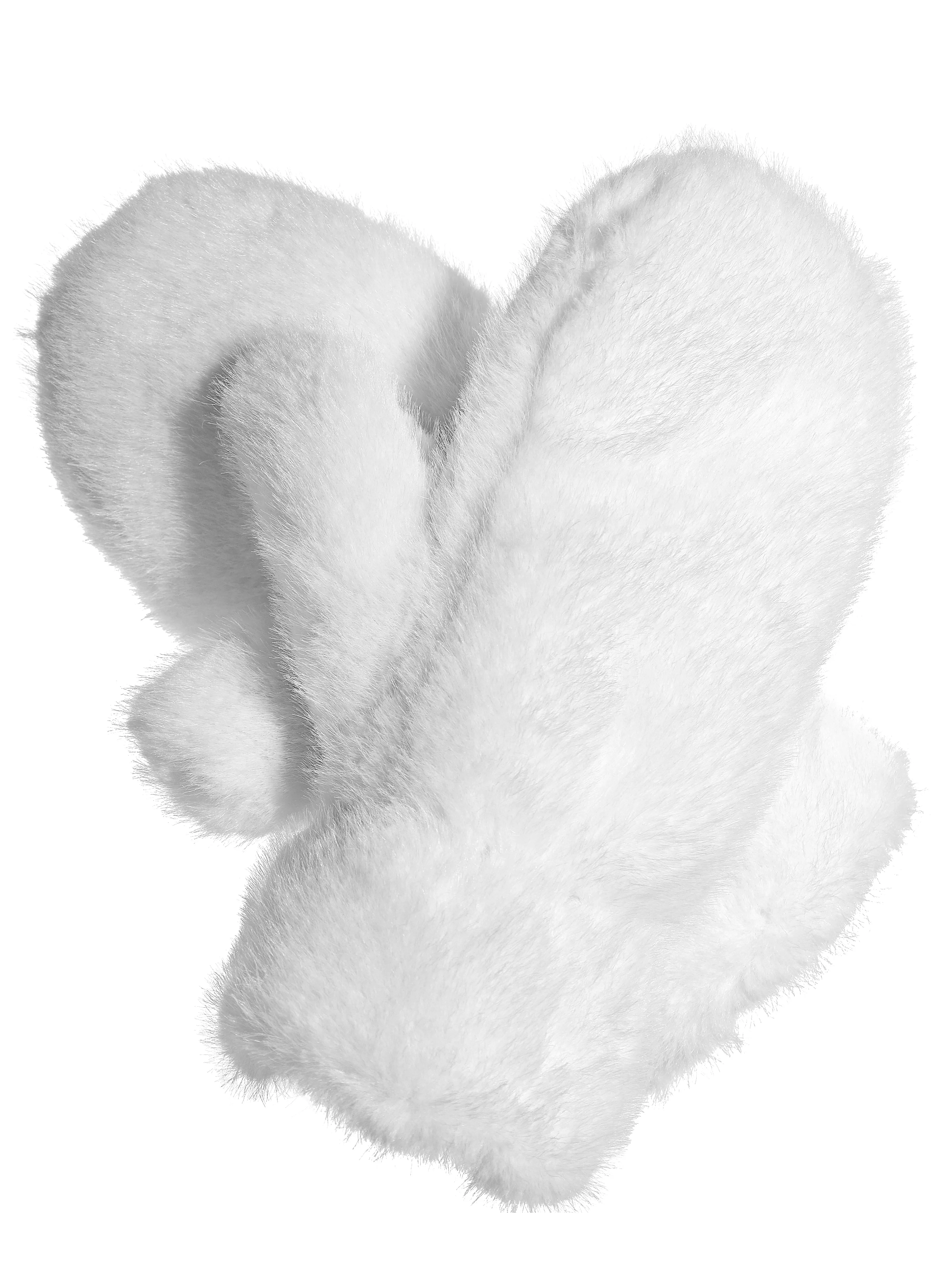 White Faux Fur Mittens