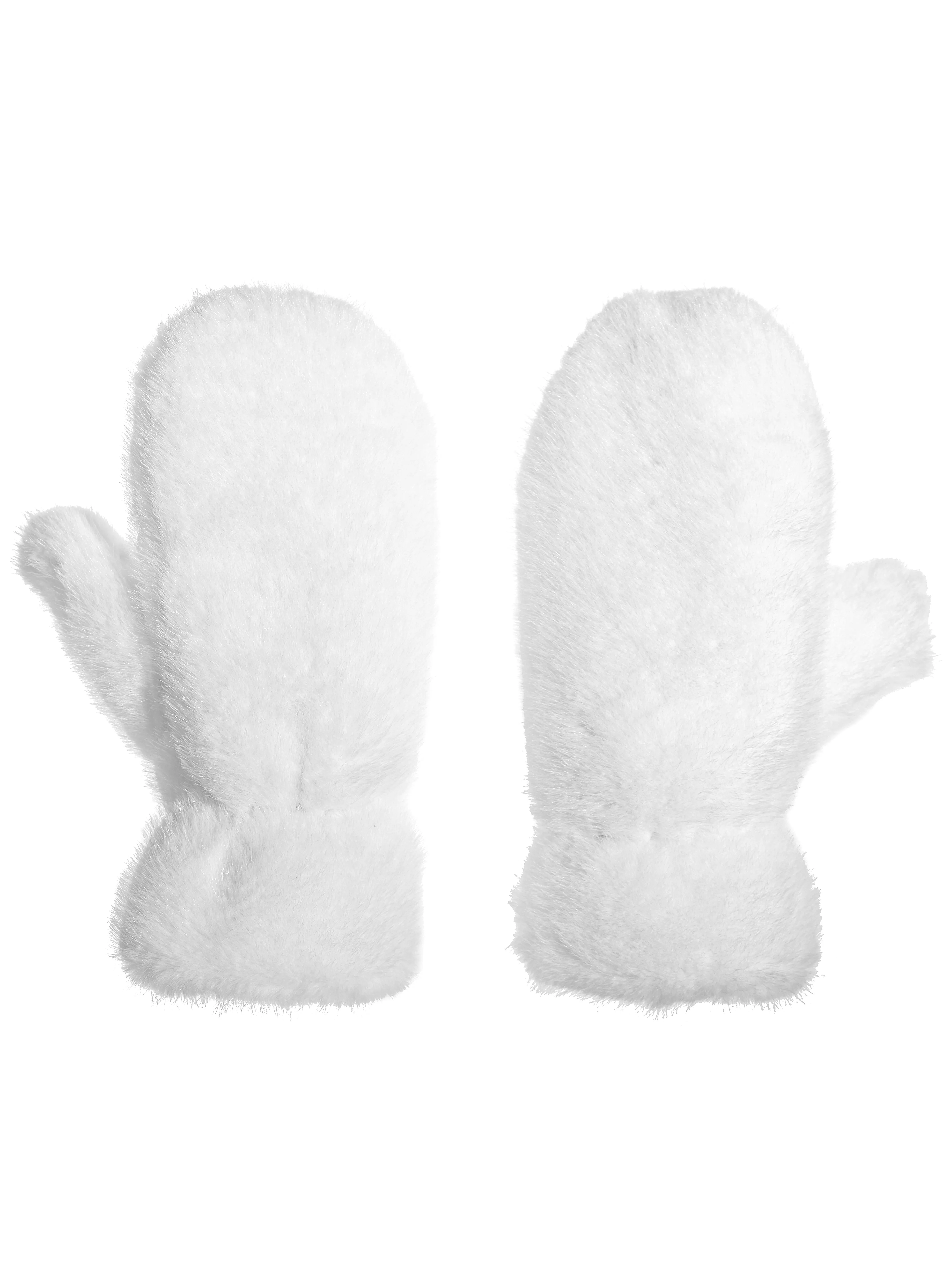 White Faux Fur Mittens