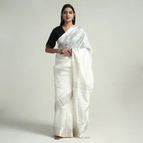 White - Mangalagiri Handloom Silk Cotton Saree with Zari Border