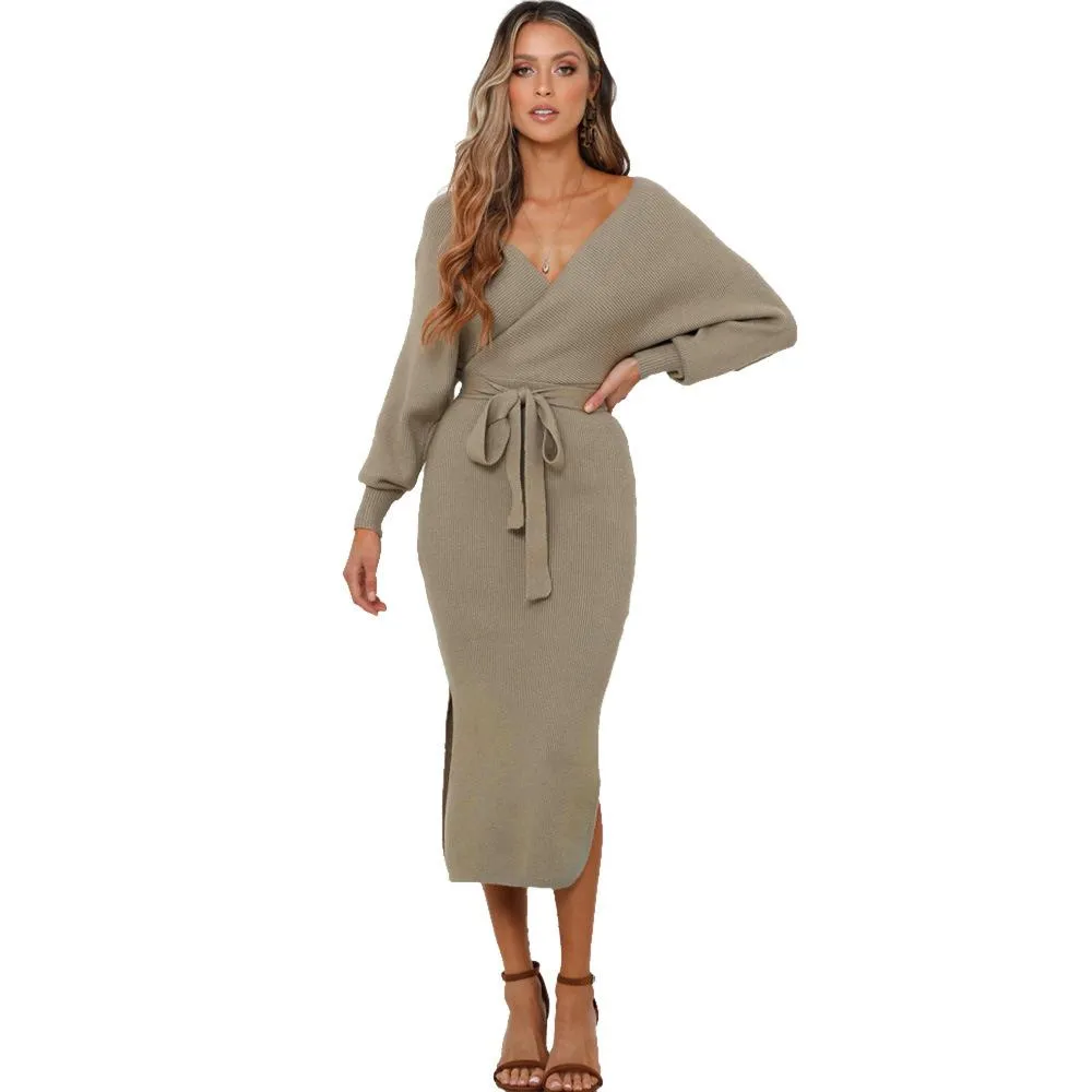 Women Knitting Bodycon Midi Dresses