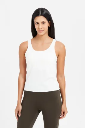 Women White Padded Tank Top