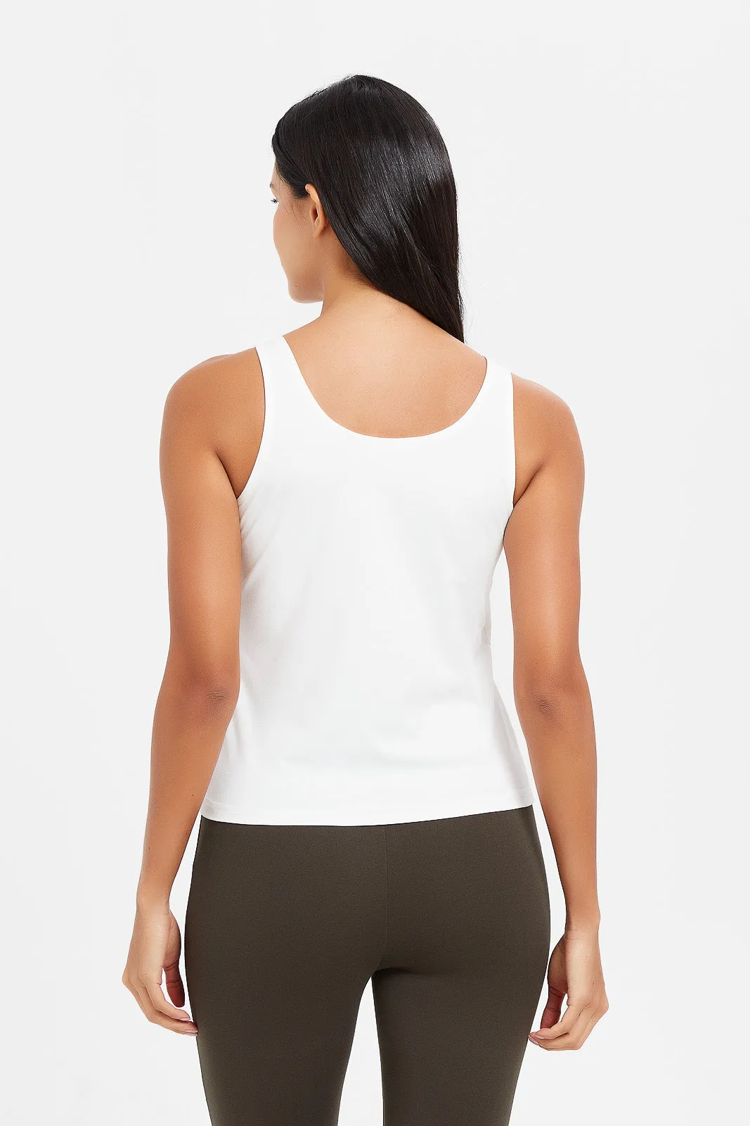 Women White Padded Tank Top