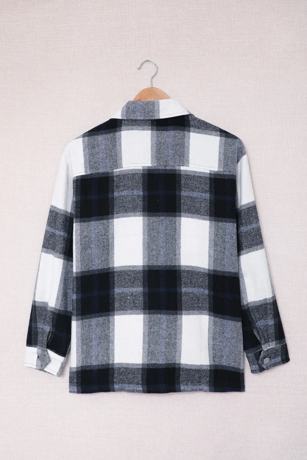 Womens Khaki Plaid Print Shirt Coat