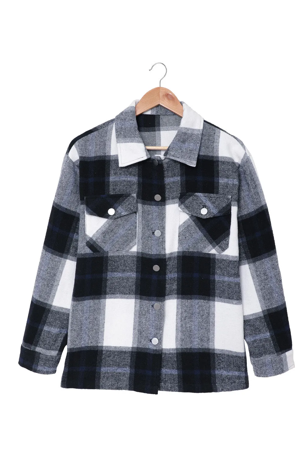 Womens Khaki Plaid Print Shirt Coat