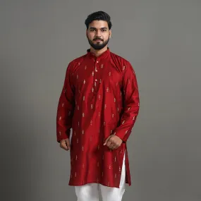 Zari Buti Spun Dupion Viscose Silk Plain Men Kurta 11